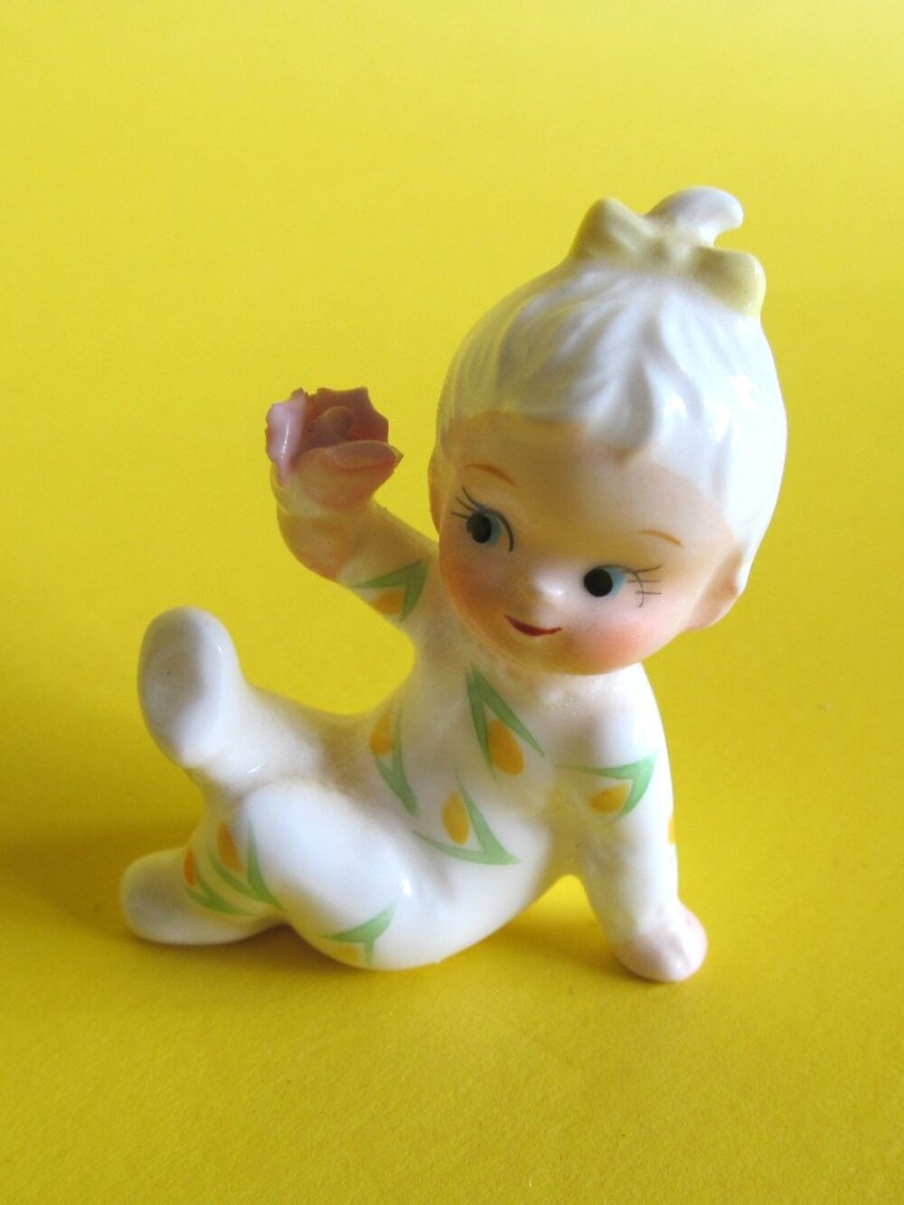 Vintage Napco figurine Flower baby of the month June birthday Rose
